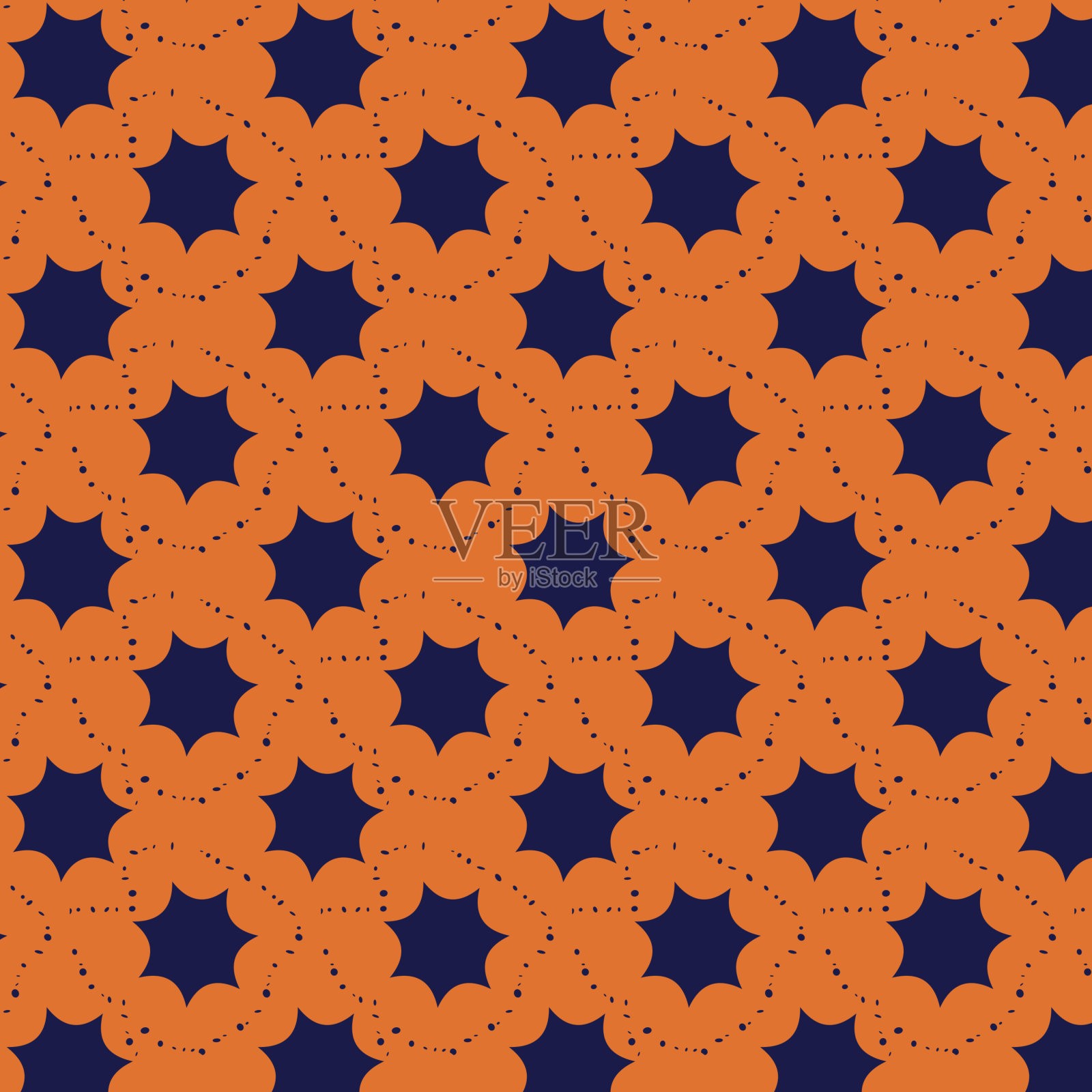 抽象时尚的图案在橙色和深蓝色的颜色插画图片素材