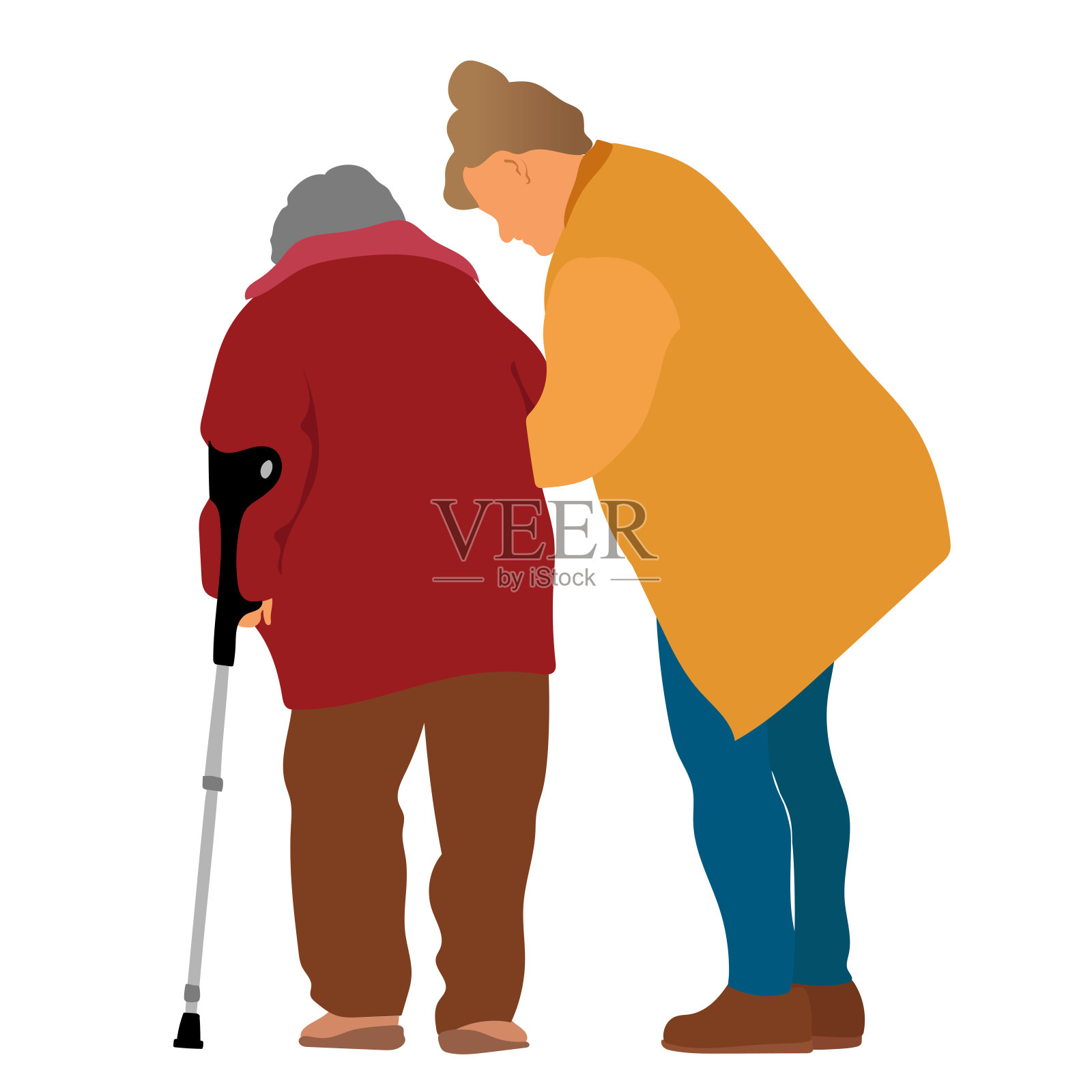 帮助年老的妈妈插画图片素材