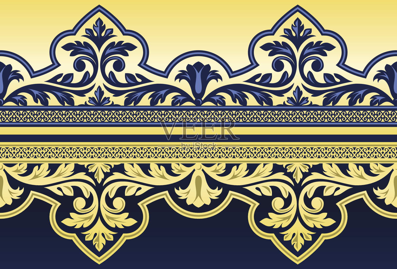 无缝复古墙纸边框插画图片素材