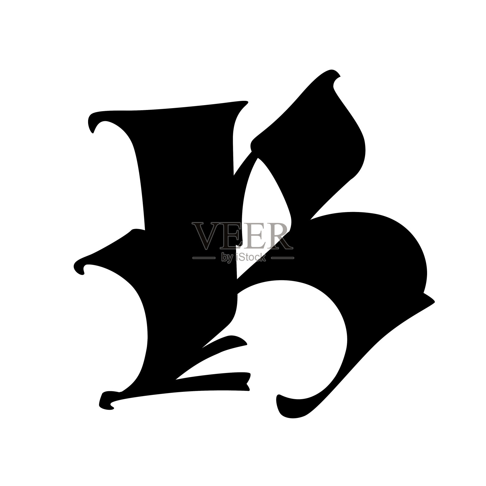 哥特式书信。向量。旧的字母表。这个符号被隔离在白色背景上。中世纪的书法拉丁字母。公司的标志。字母组合。一种优雅的纹身字体。设计元素图片