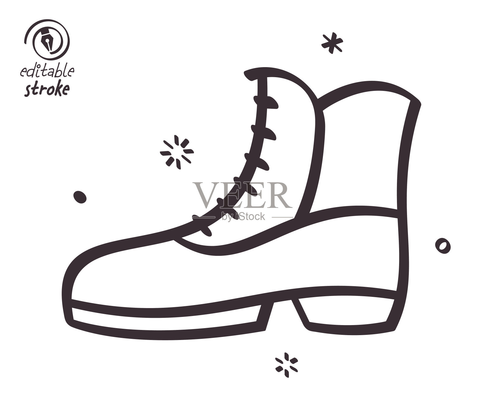俏皮线条插图冬季靴子插画图片素材