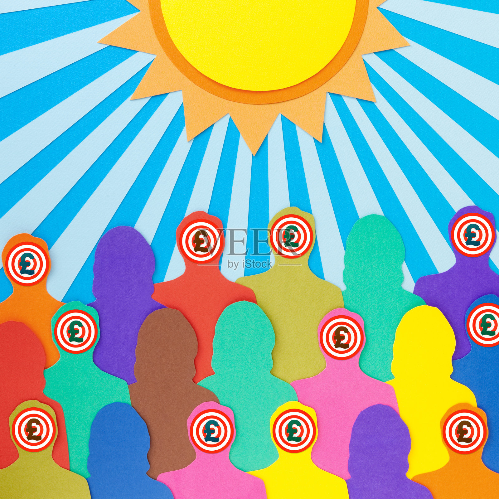 目标是带有英镑符号的人插画图片素材