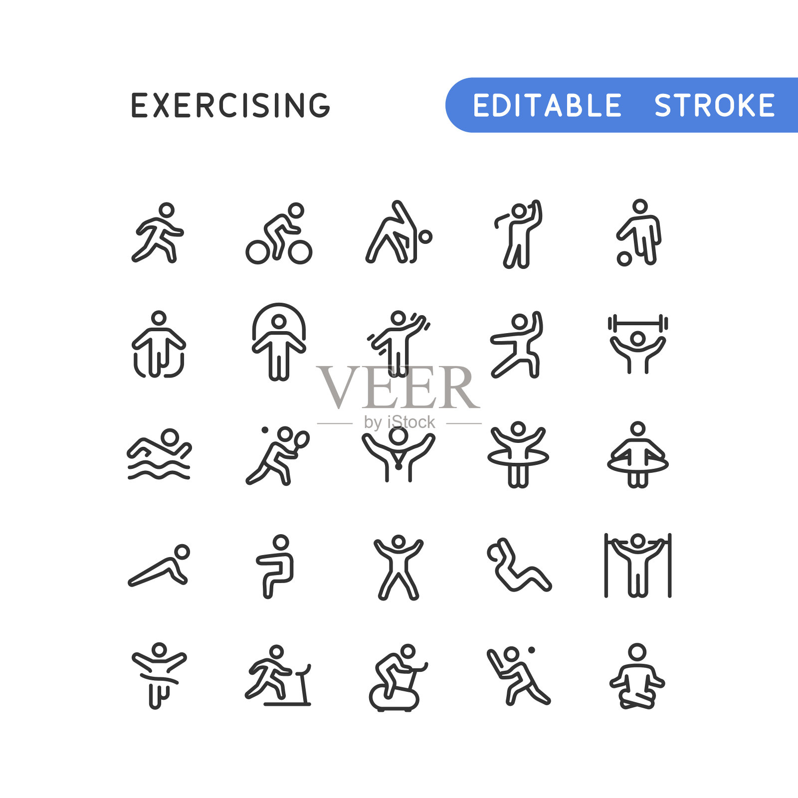 行使线条图标可编辑的描边插画图片素材