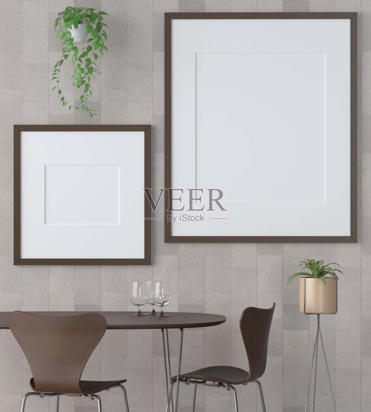 框架3D室内插画，墙面设计现代感十足，空白空间创意十足;插画图片素材