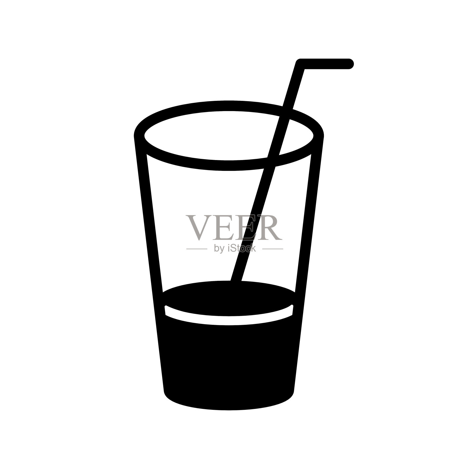 冷饮黑线和填充矢量图标插画图片素材