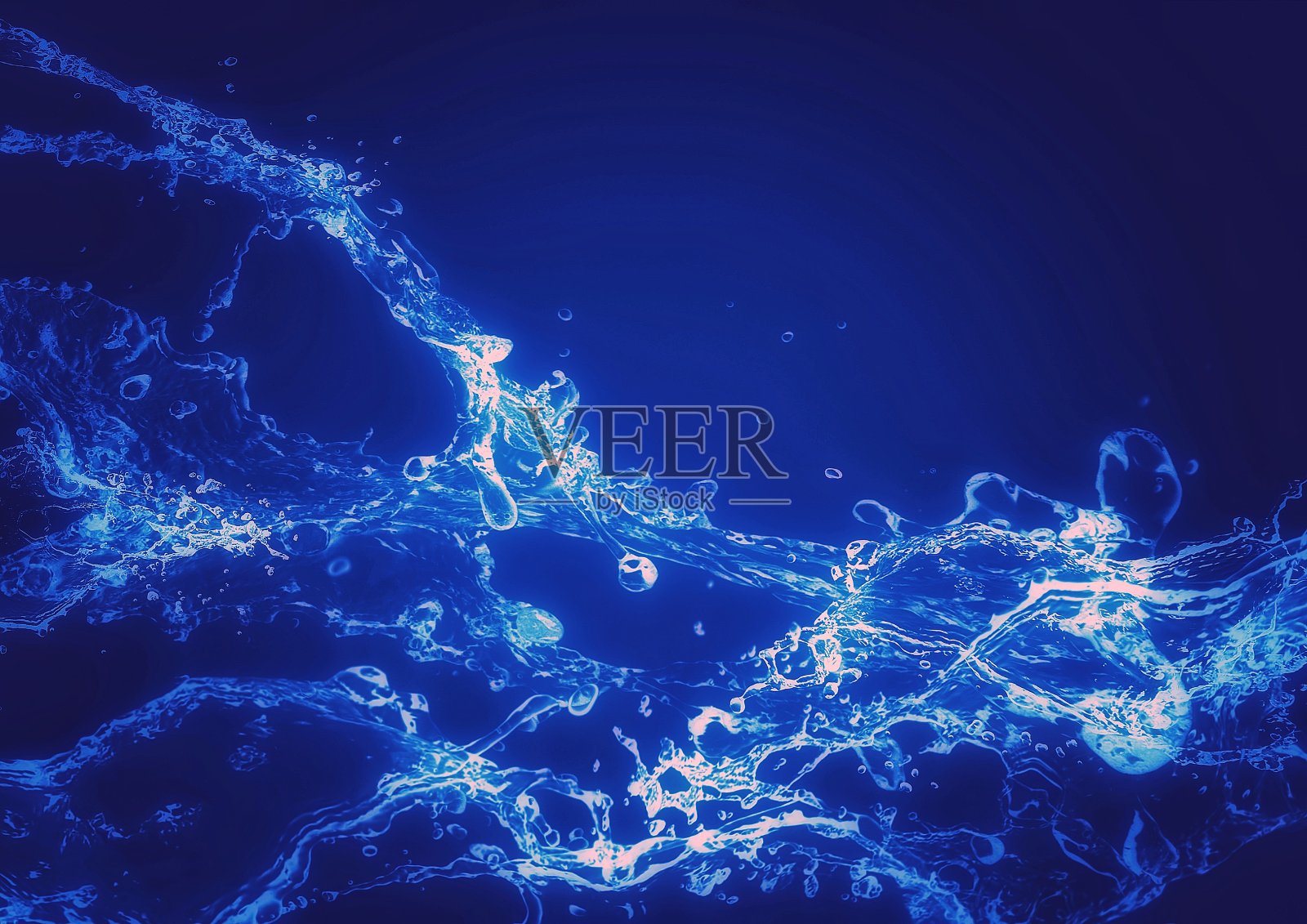 抽象的蓝色飞溅和蓝色波浪的3d插图照片摄影图片