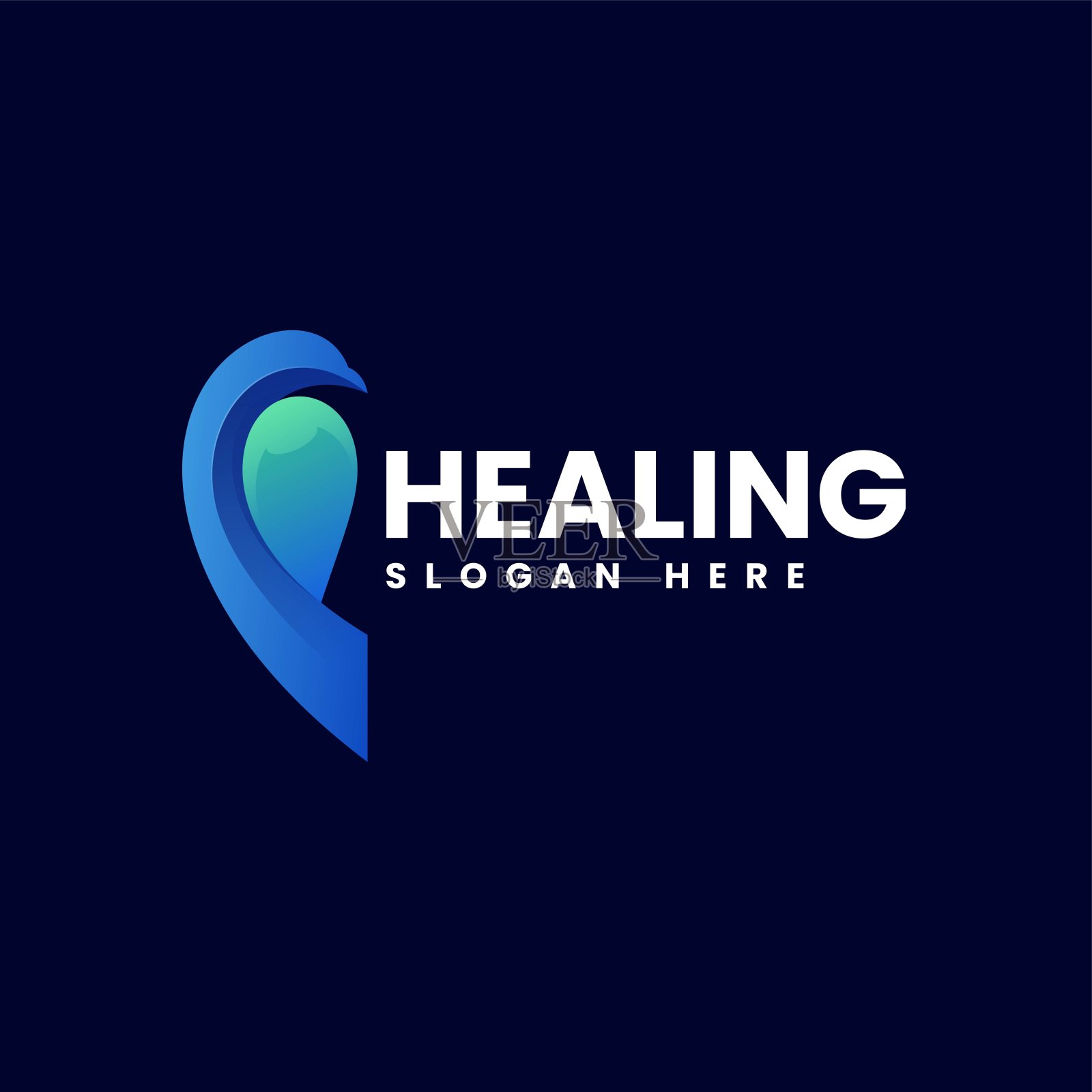 矢量插图治疗鸟梯度彩色风格。设计元素图片