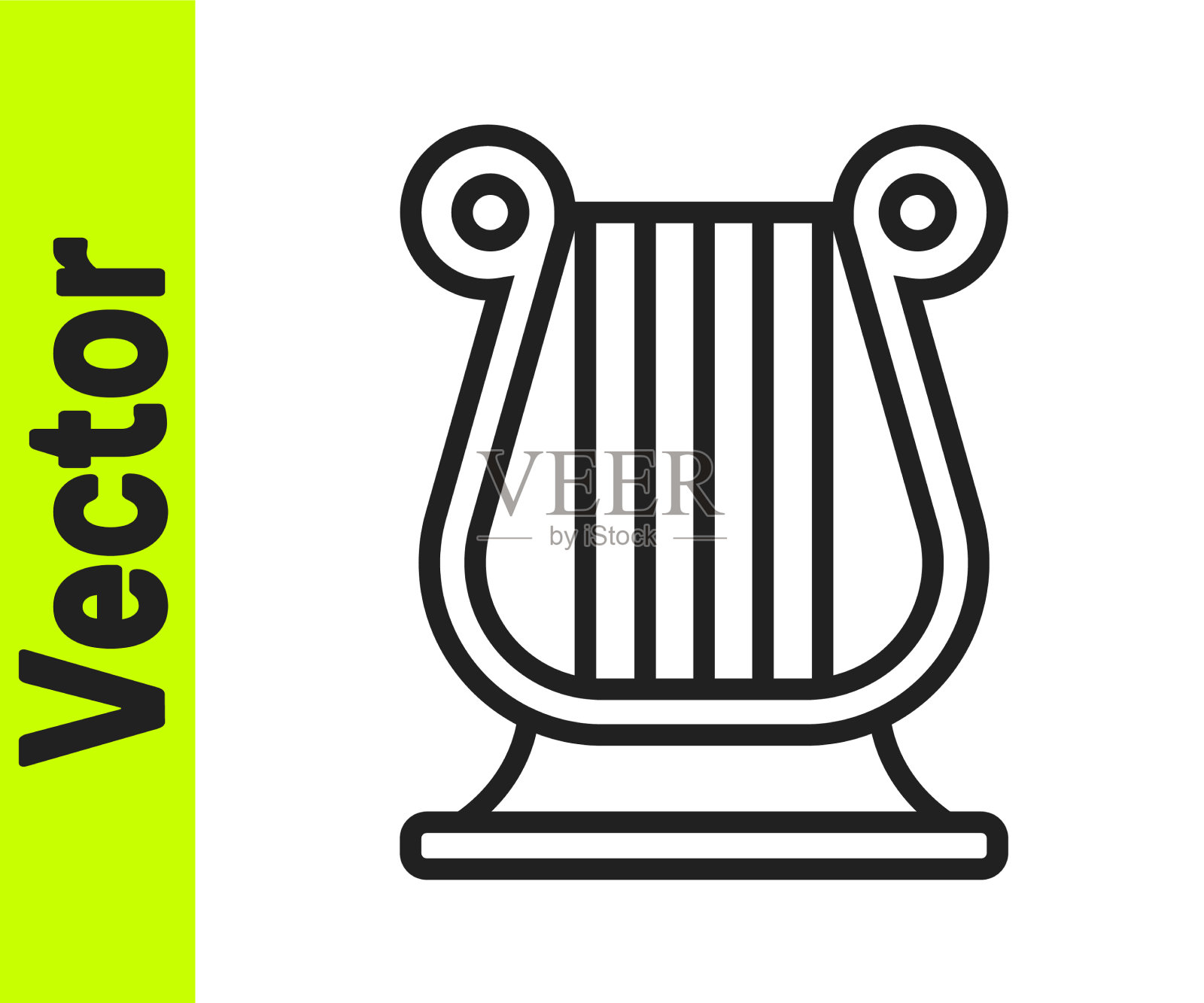 黑线上孤立着古希腊七弦琴的图标插画图片素材