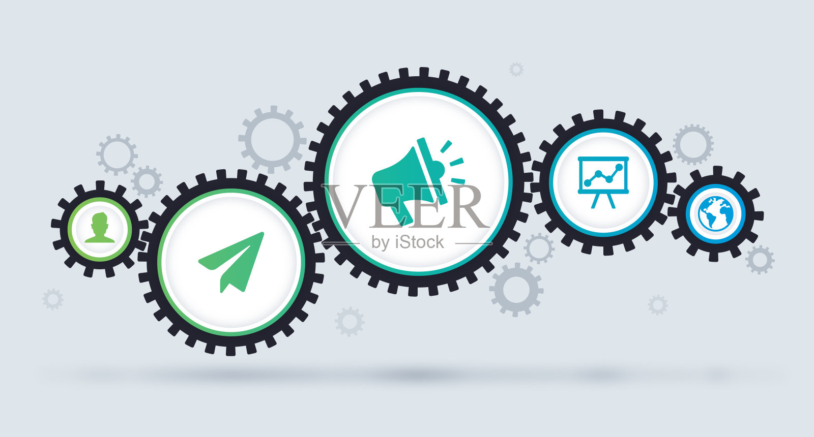 齿轮连接一起工作的概念插画图片素材