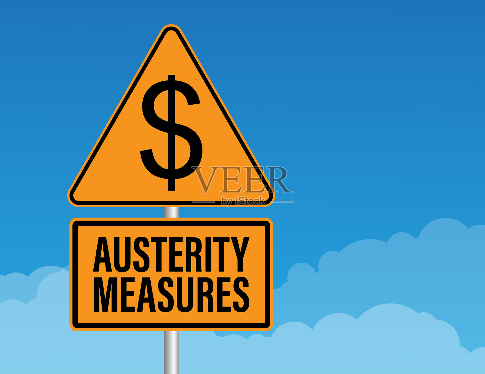 紧缩措施警告标志牌插画图片素材