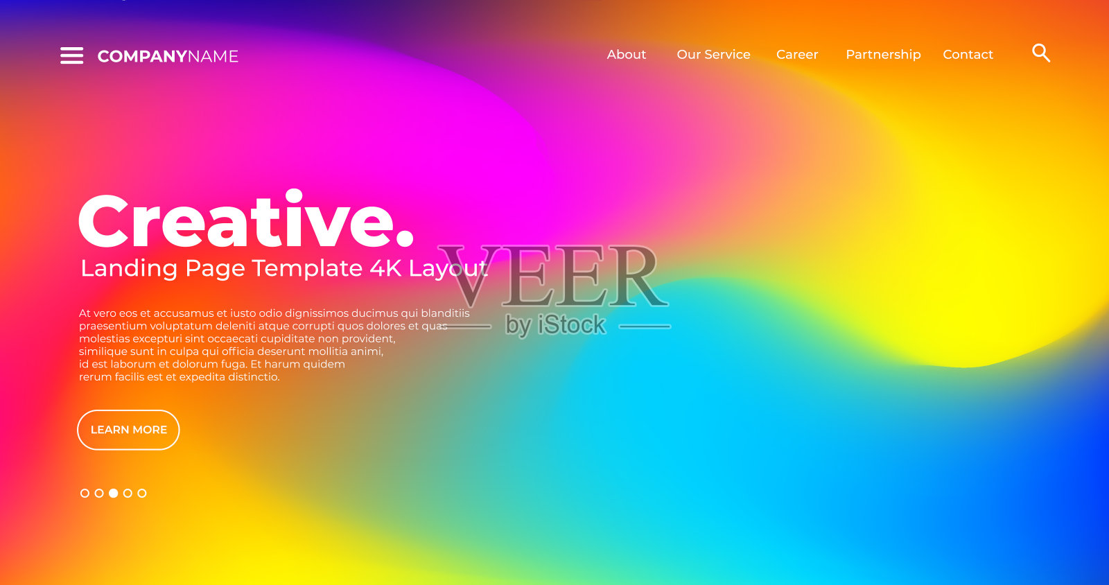 4K登陆页面模板-抽象的动态，现代的，未来的，多色的，简单的网站模板背景插画图片素材