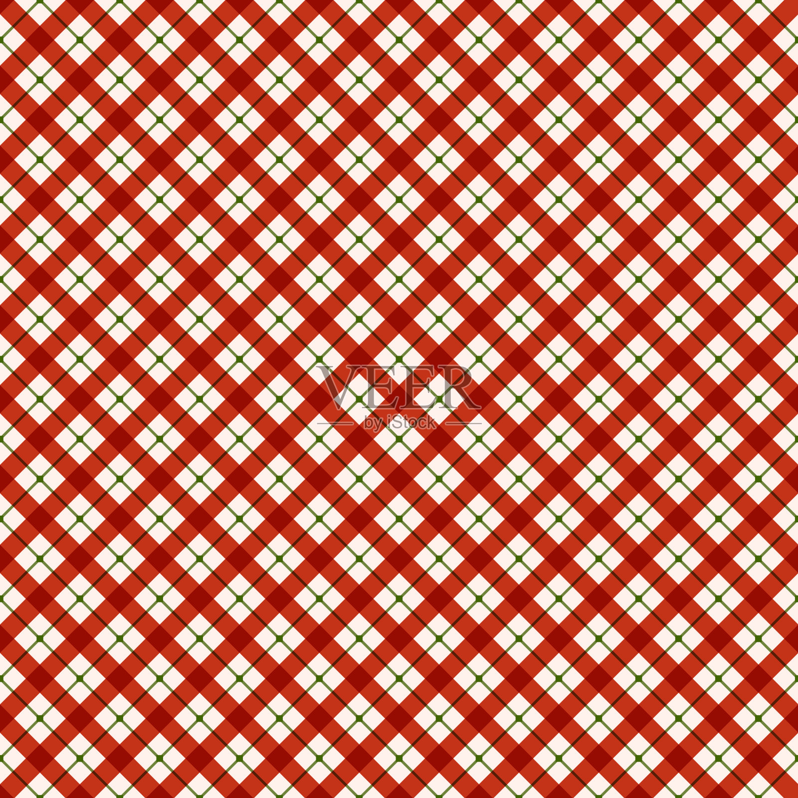 红色和绿色无缝格子图案背景插画图片素材