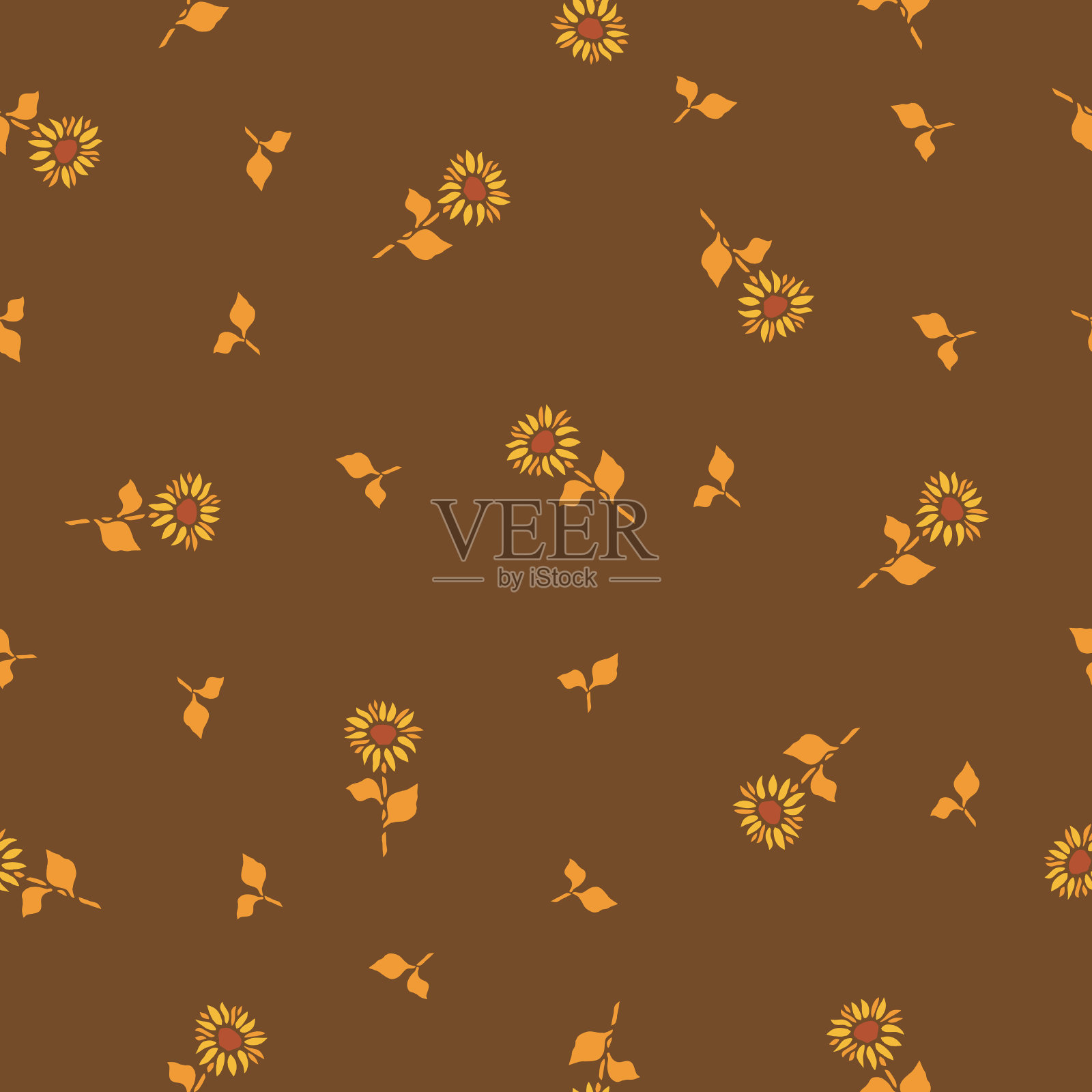 复古风格无缝花卉图案插画图片素材