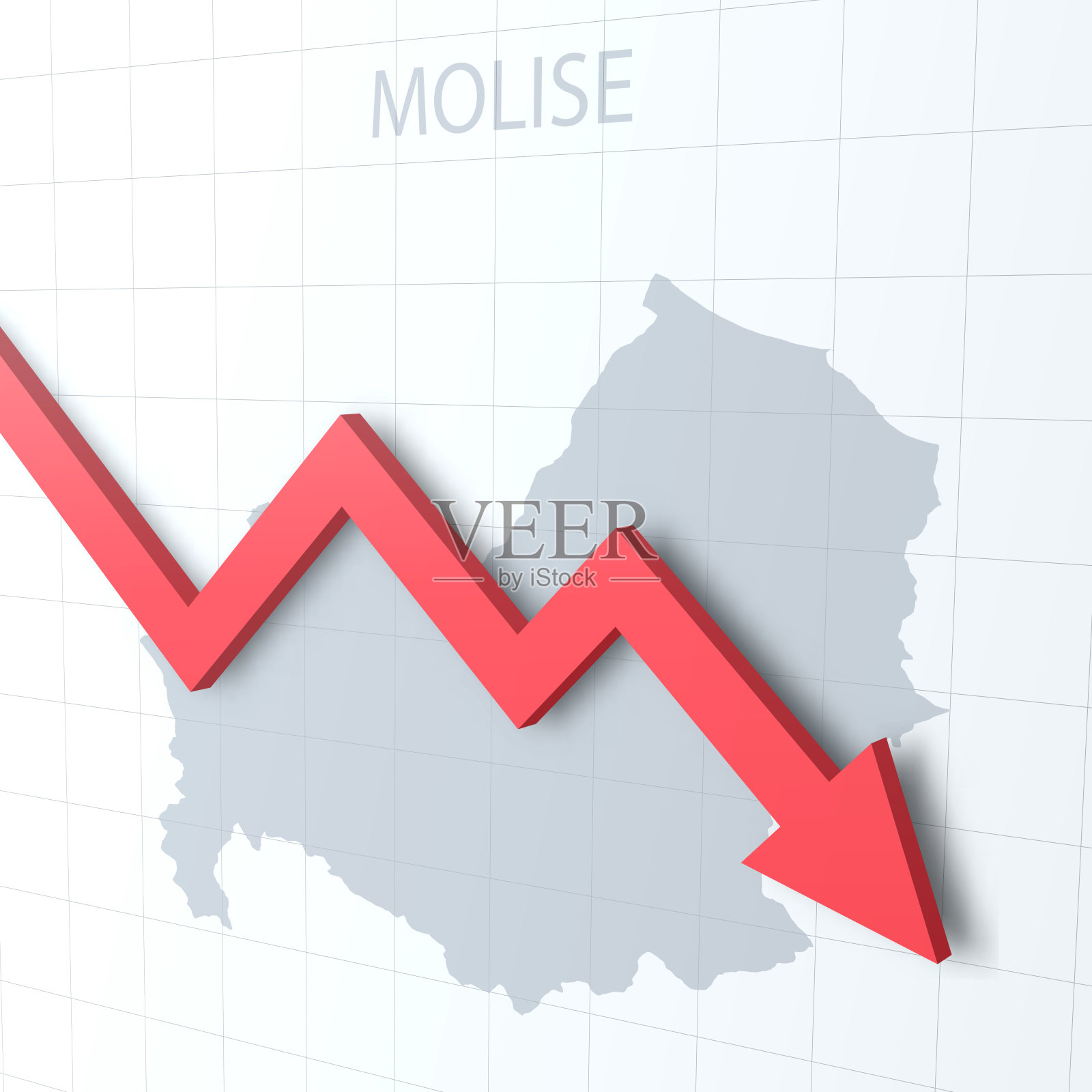 下落的红色箭头与Molise地图的背景插画图片素材