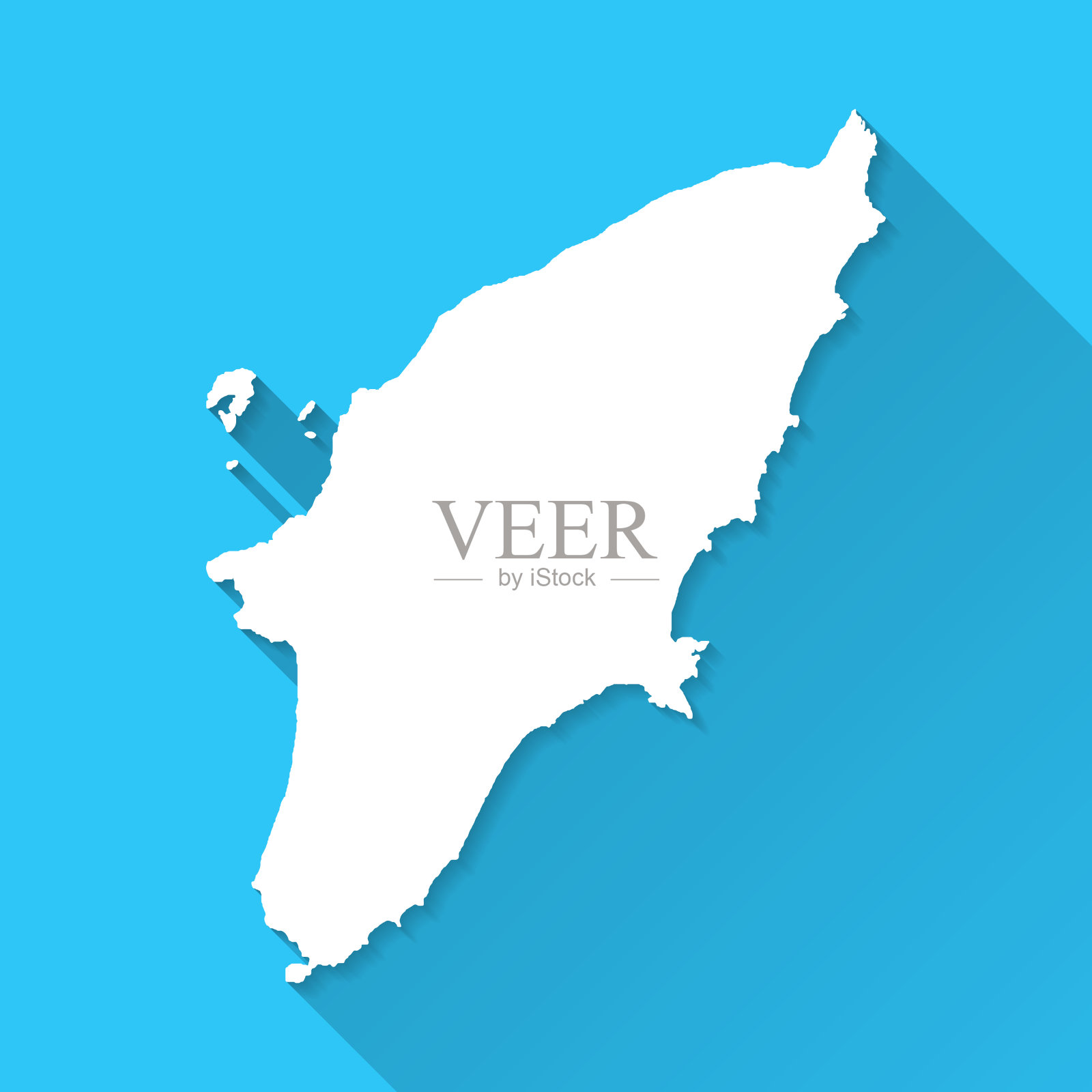 罗德地图与长阴影在蓝色的背景-平面设计插画图片素材