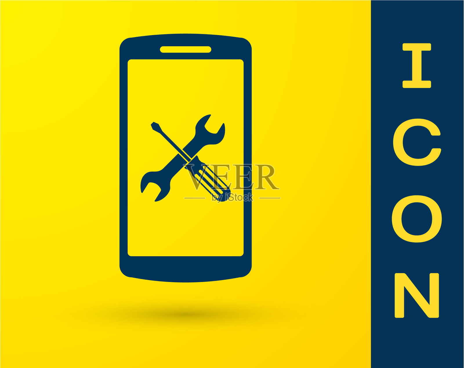 蓝色智能手机与螺丝刀和扳手图标插画图片素材