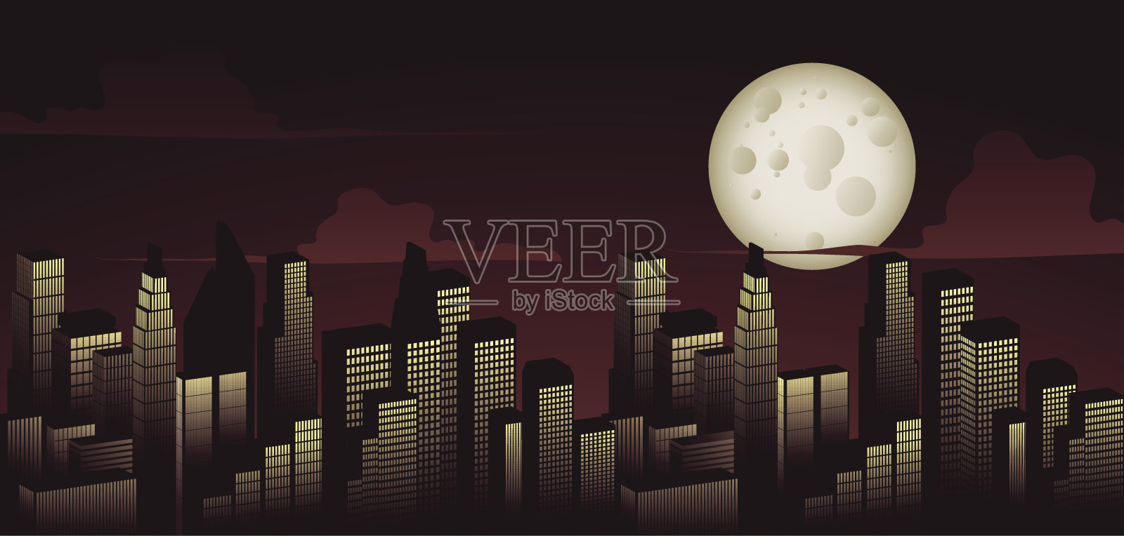 晚上的城市插画图片素材