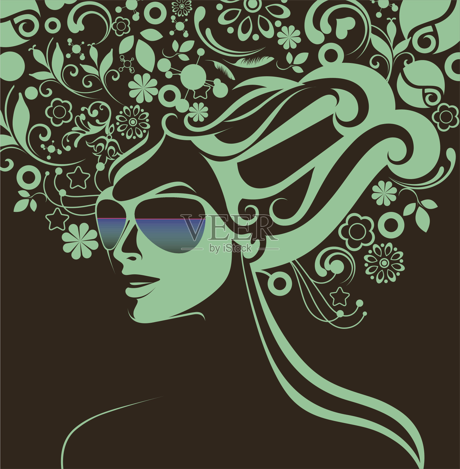 花的头。插画图片素材