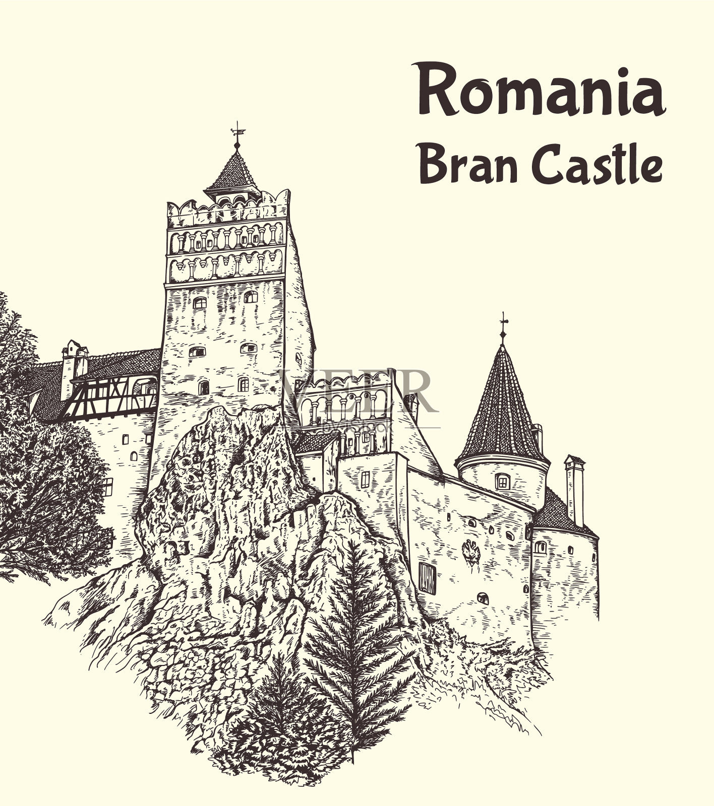 特兰西瓦尼亚的中世纪麸皮城堡插画图片素材