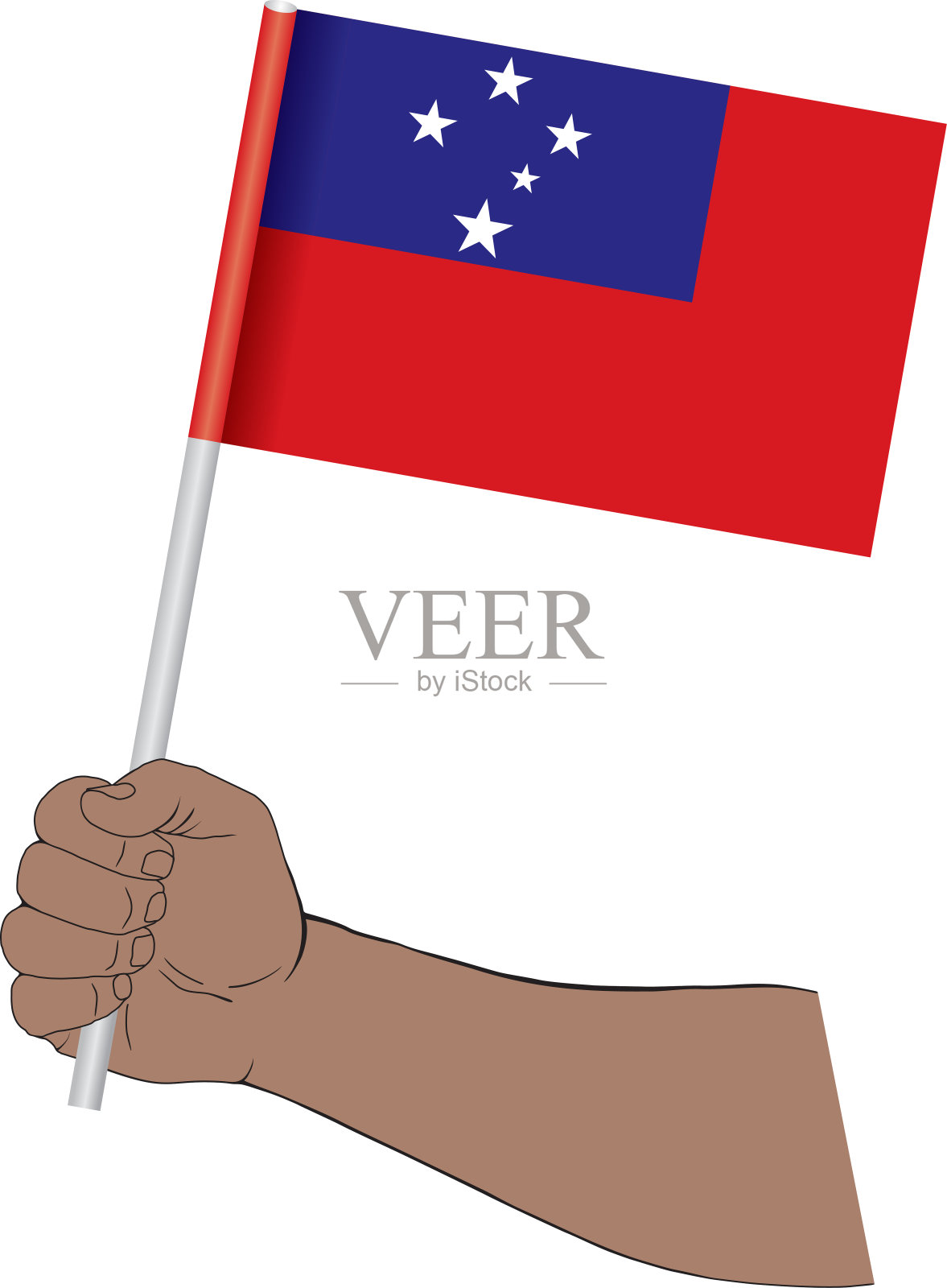 手握萨摩亚国旗设计元素图片