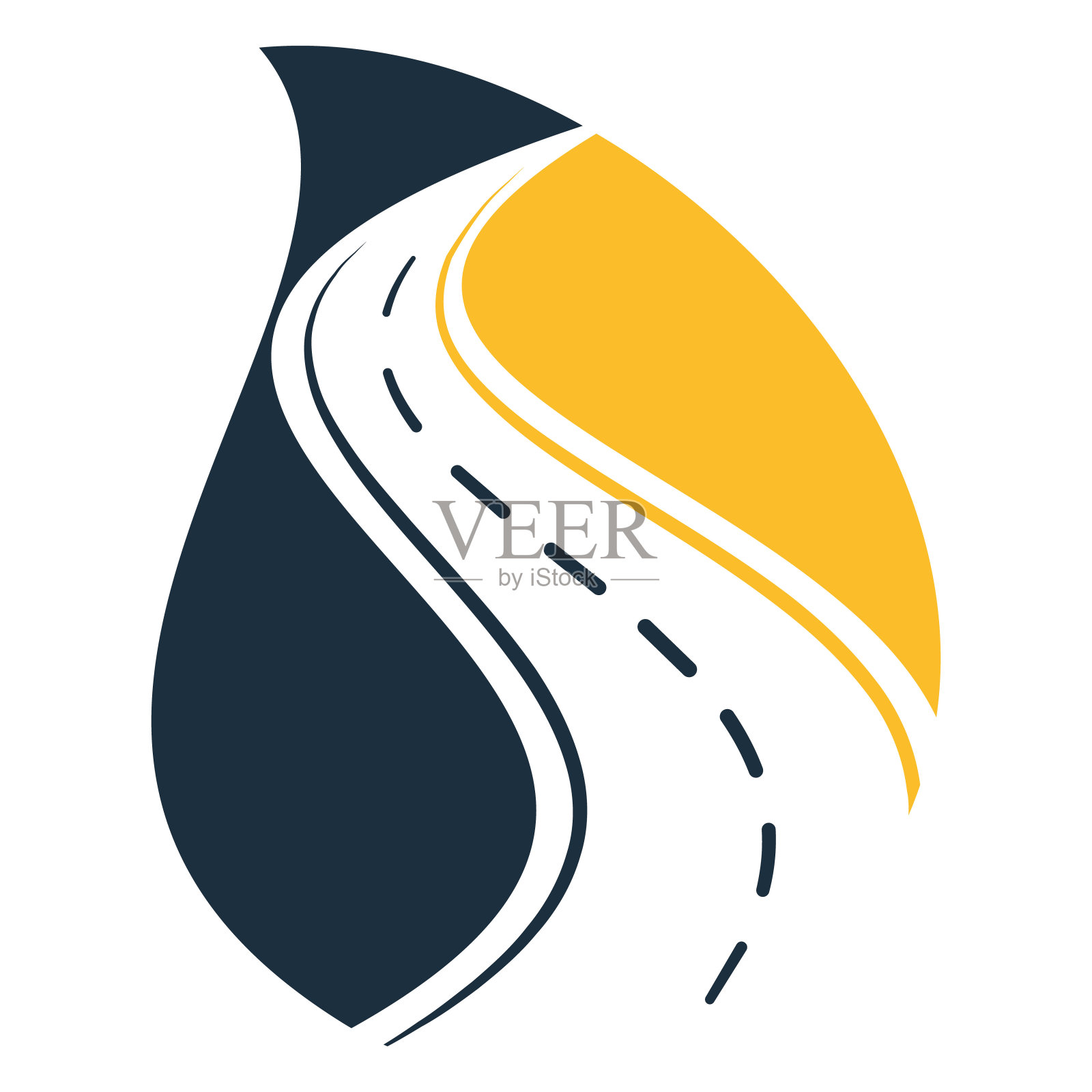 路滴形状概念矢量标志设计模板。插画图片素材