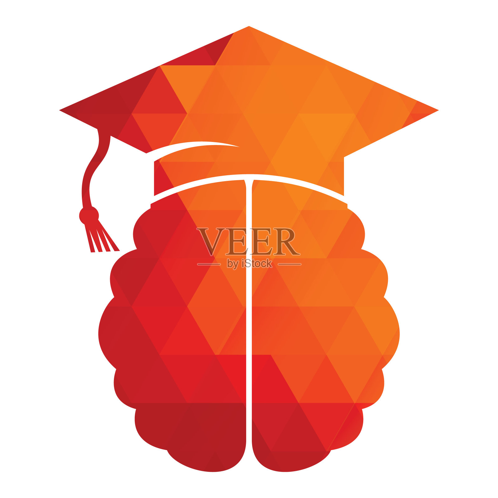 大脑和毕业帽图标设计插画图片素材