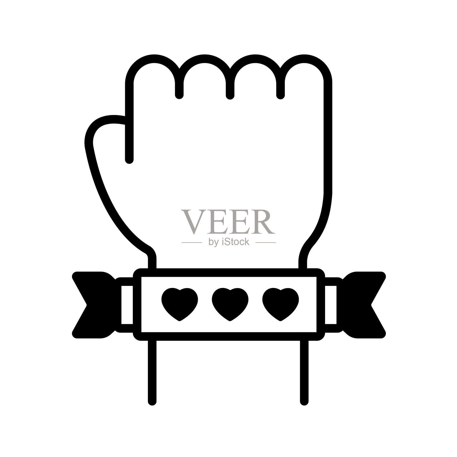 石手镯字形矢量图标，可以很容易地编辑或修改插画图片素材