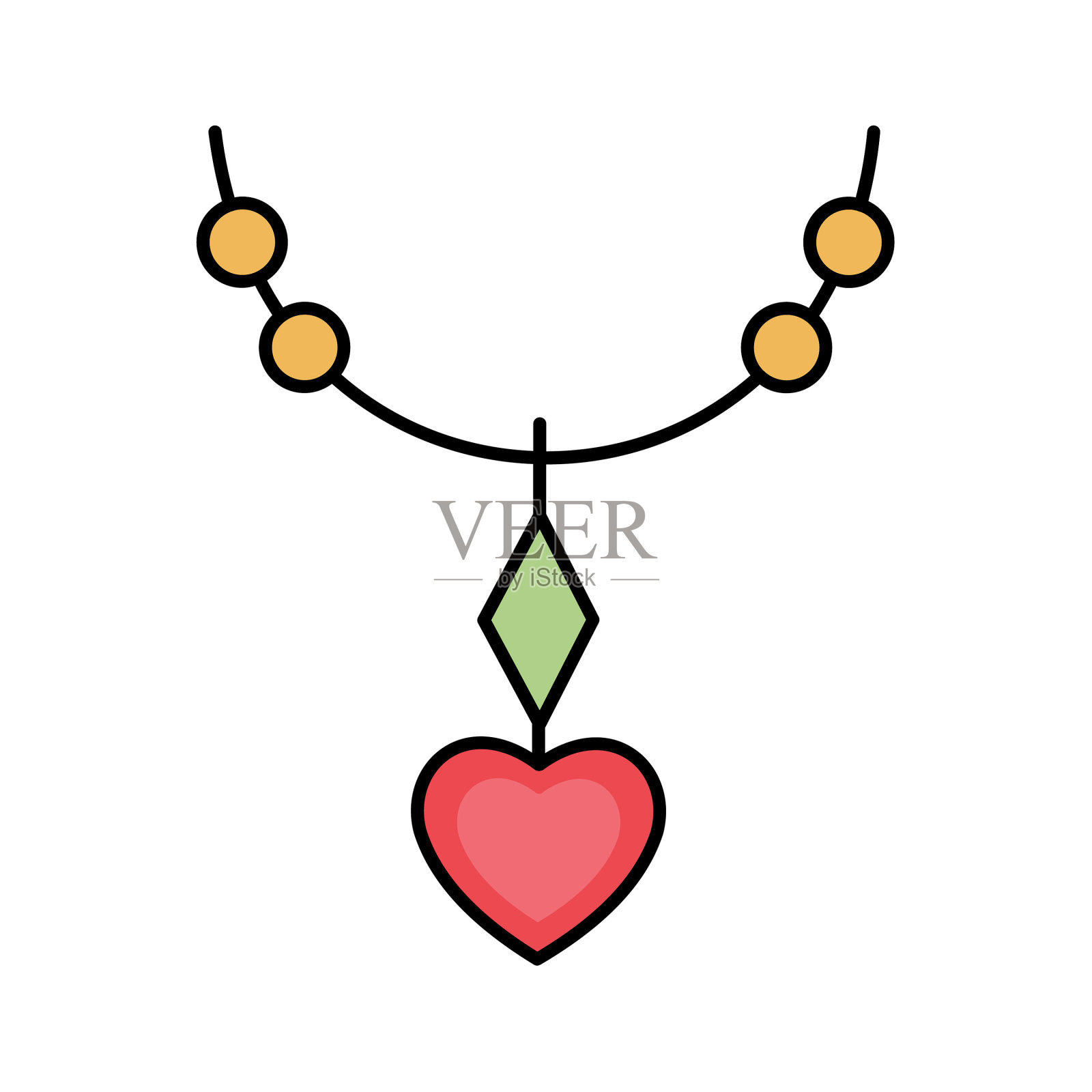 链轮廓与颜色填充矢量图标，可以很容易地编辑或修改插画图片素材