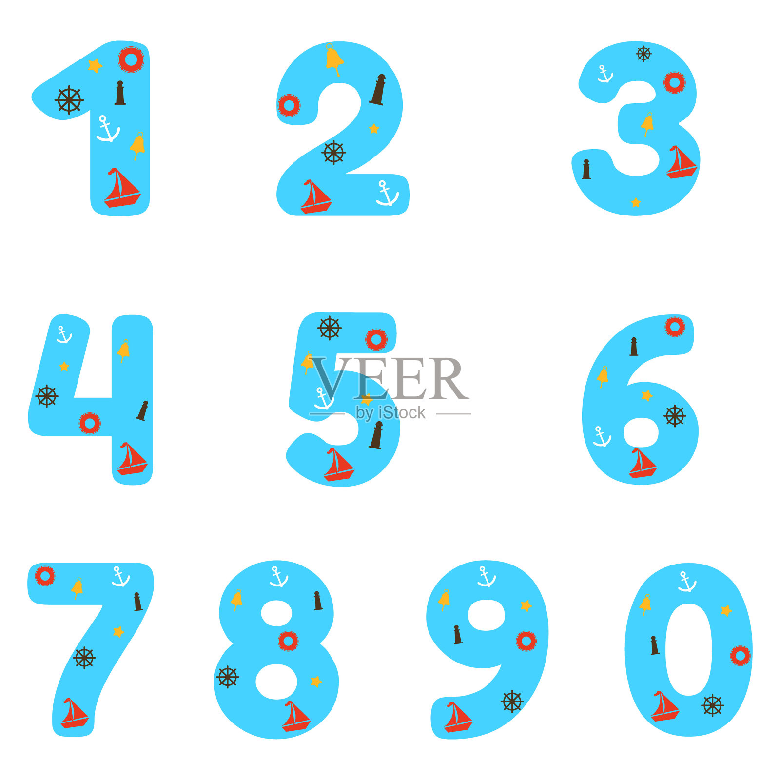 字母蓝色插画图片素材