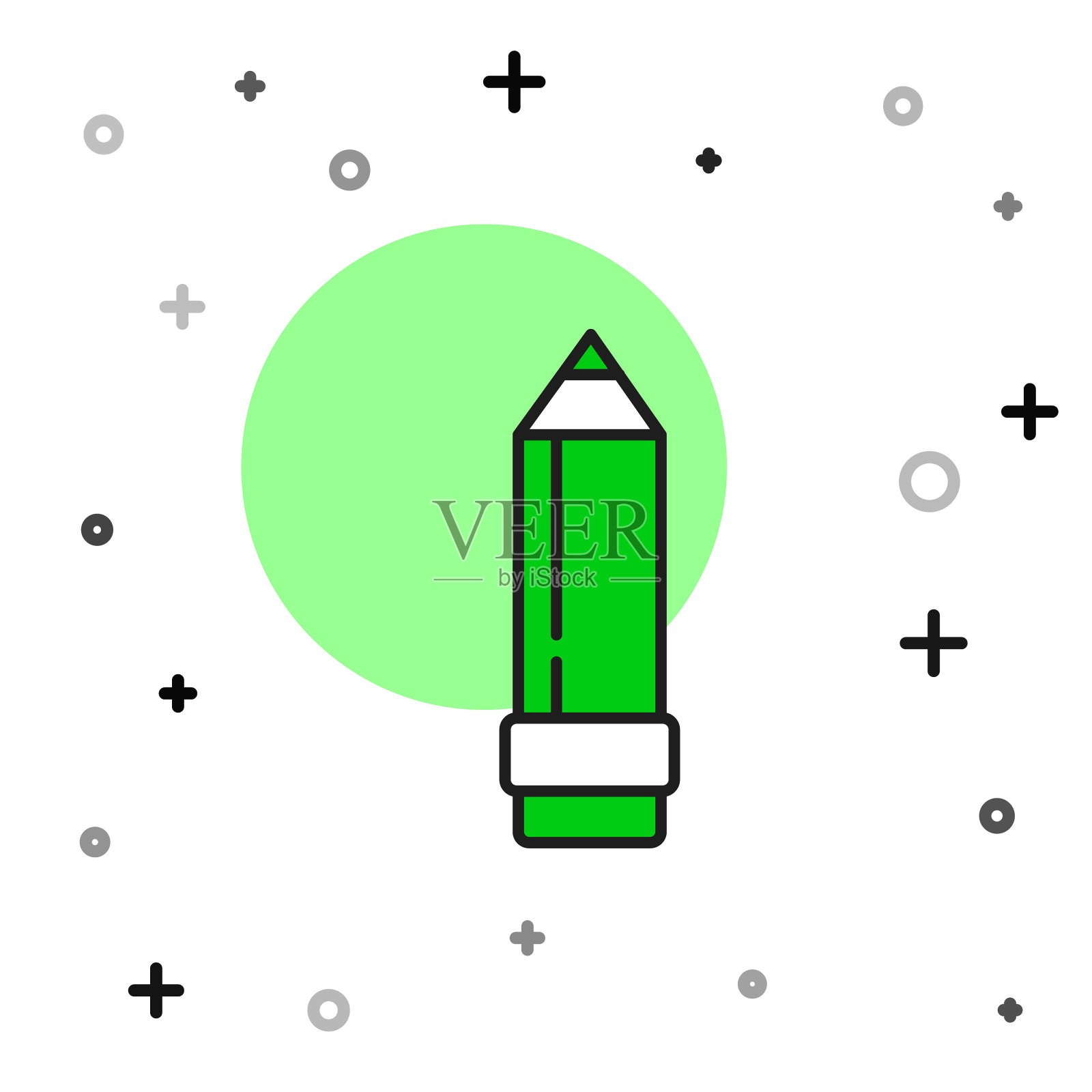 填充轮廓铅笔与橡皮图标孤立的白色背景。绘画和教育工具。学校办公室标志。向量插画图片素材