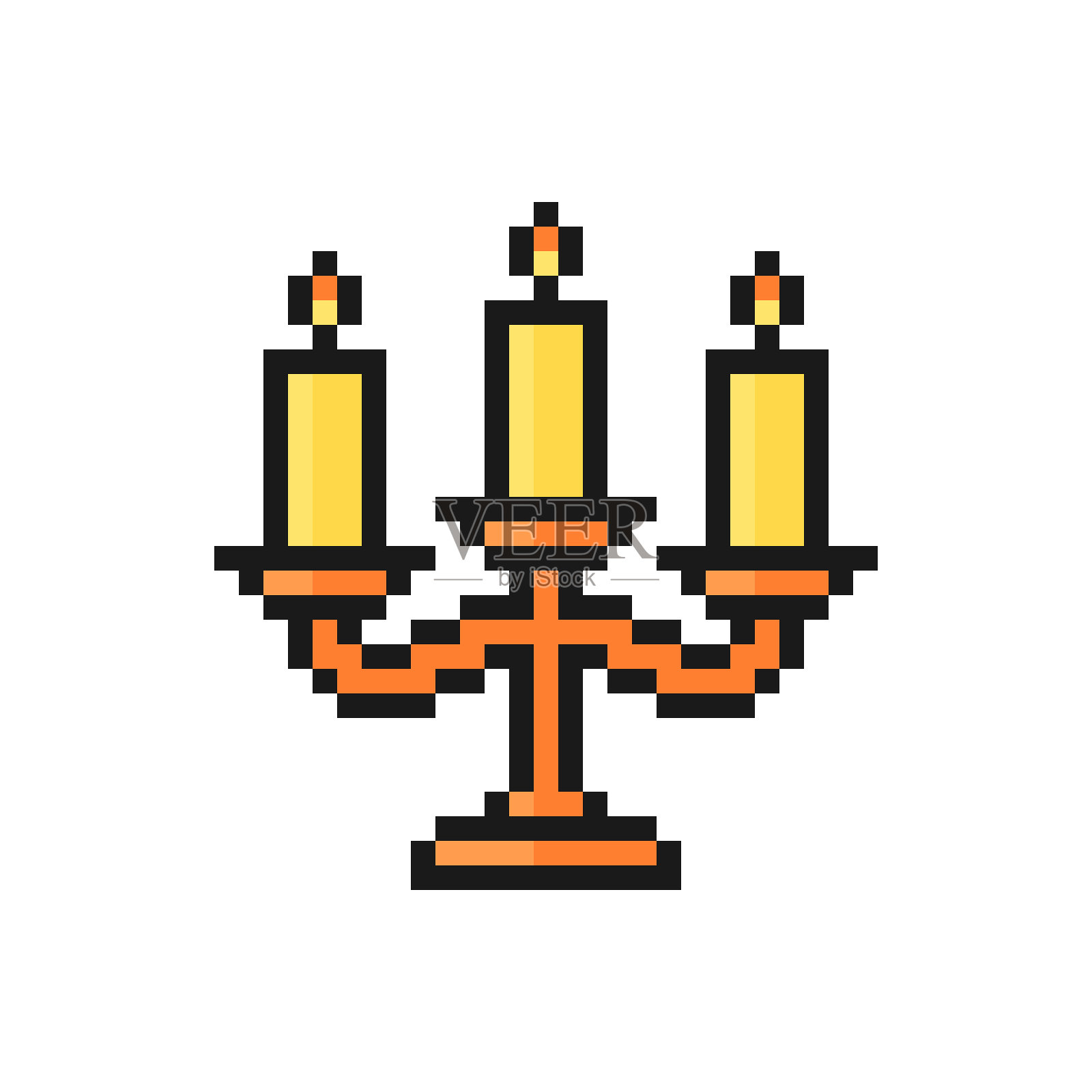 烛台像素图标，万圣节矢量标志插画图片素材