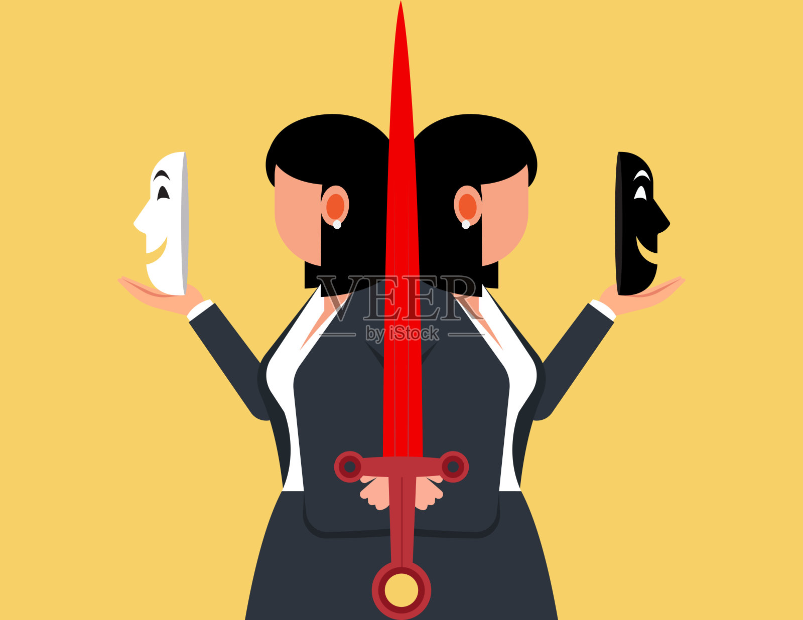 心理问题。具有不同意识状态的女商人插画图片素材