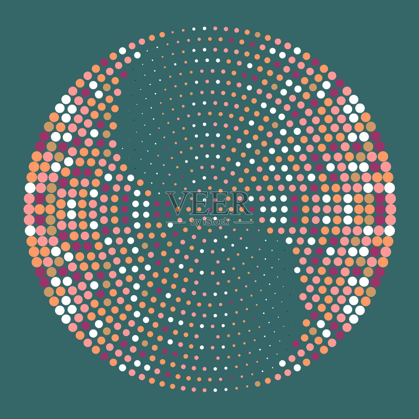 抽象圆形框架半色调圆点标志会徽设计元素。适合您设计的半色调效果模板。插画图片素材