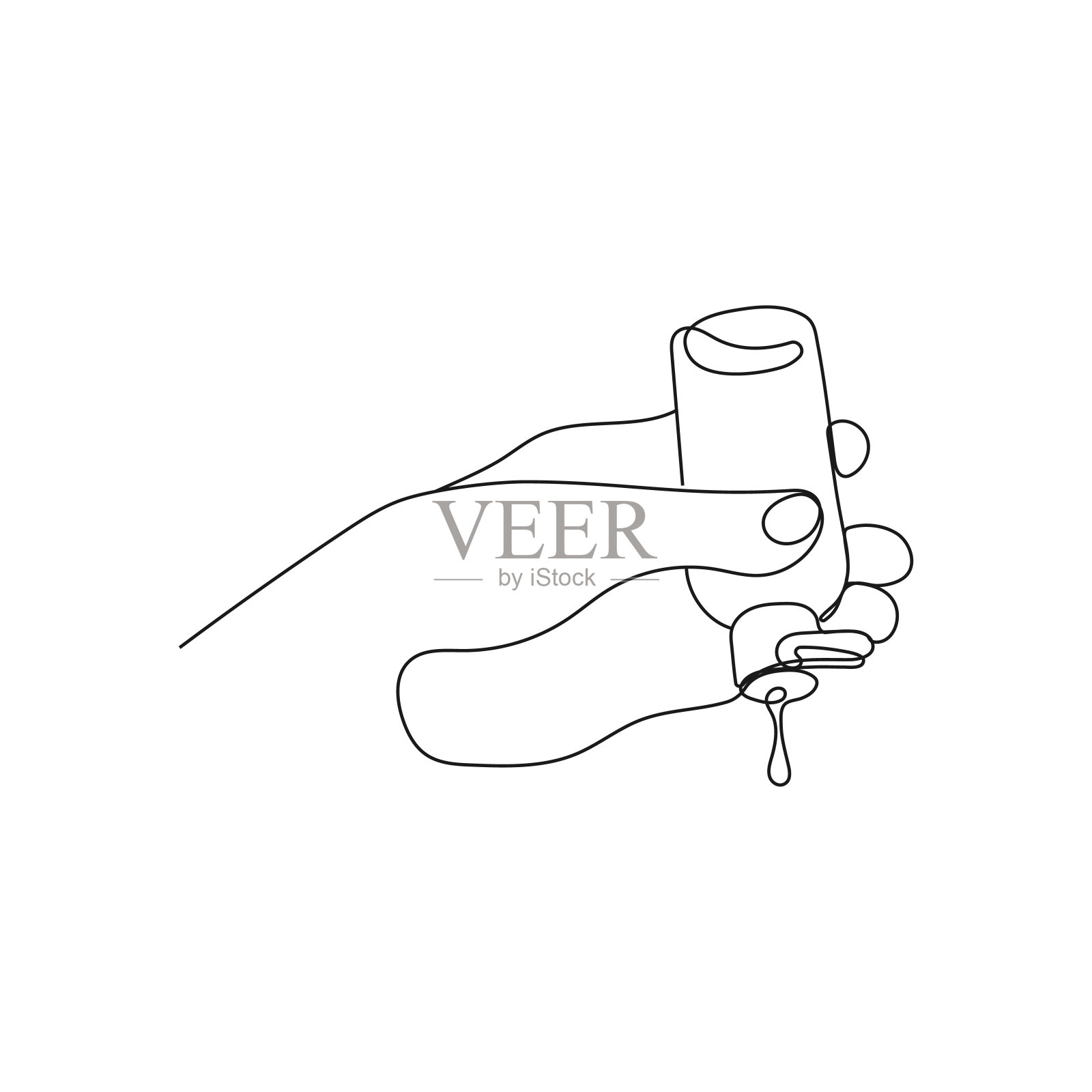 带洗手液的手持瓶。一行。插画图片素材