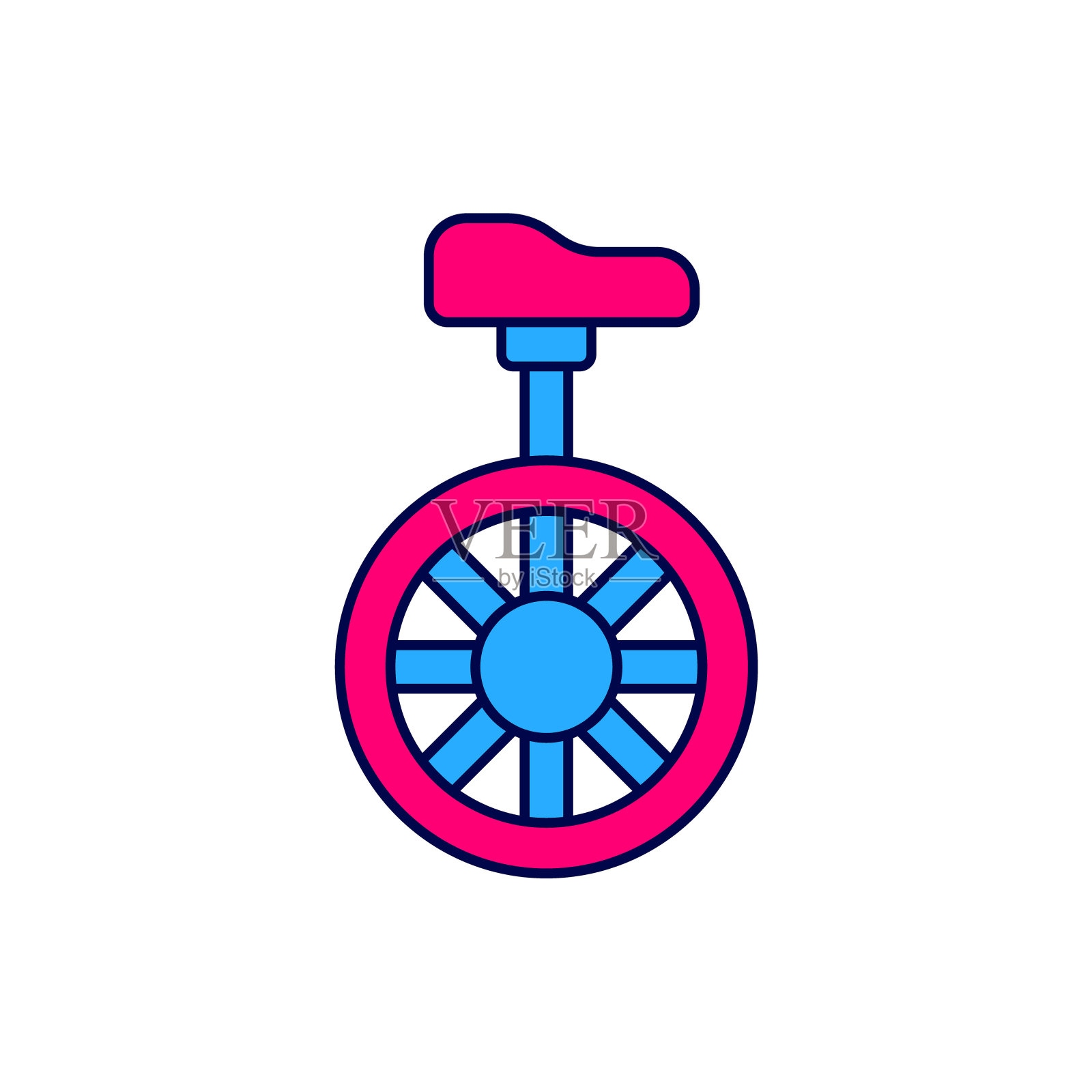 填充轮廓独轮车或单轮自行车图标孤立的白色背景。单轮自行车。向量插画图片素材