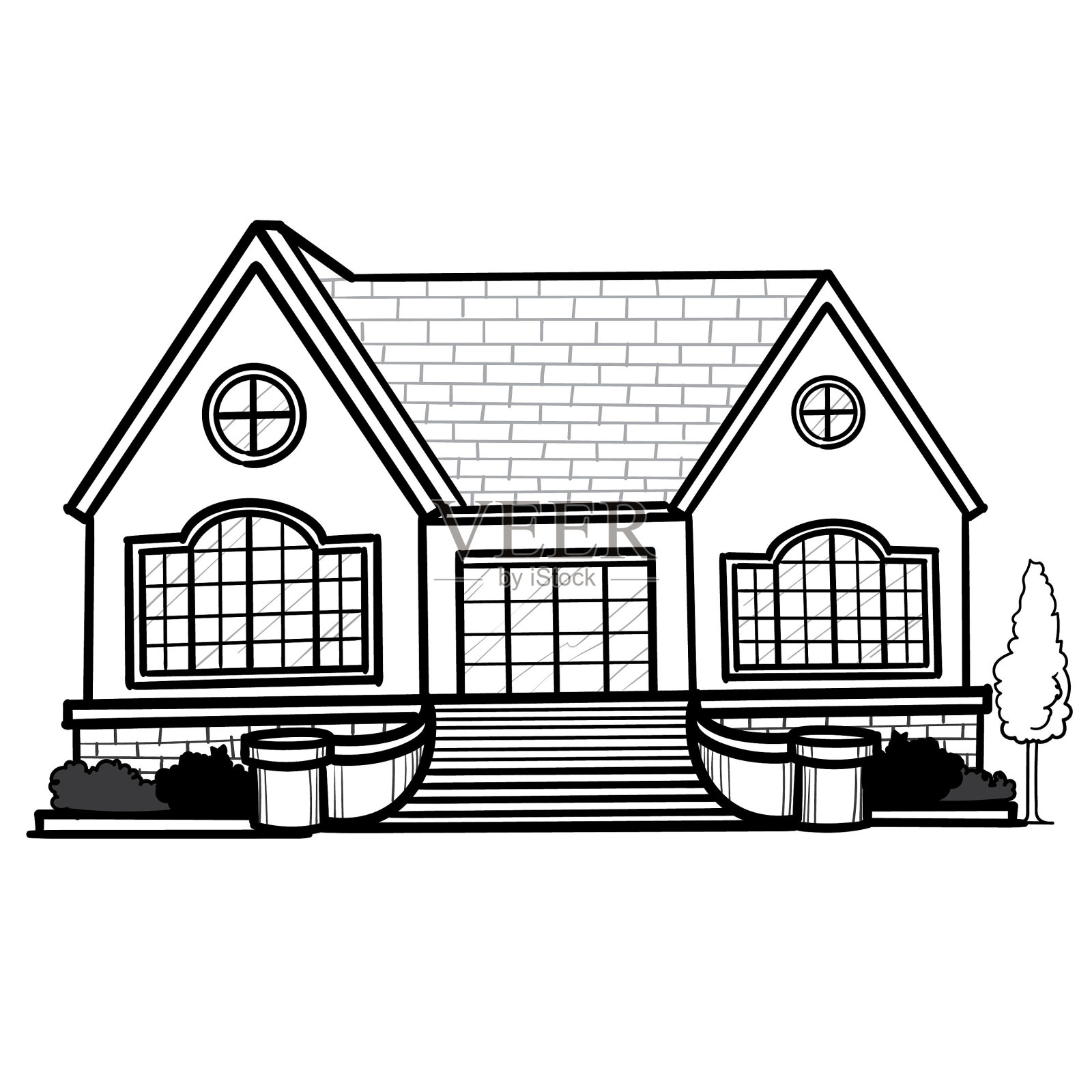 住宅住宅建筑建筑素描住宅建筑插画图片素材