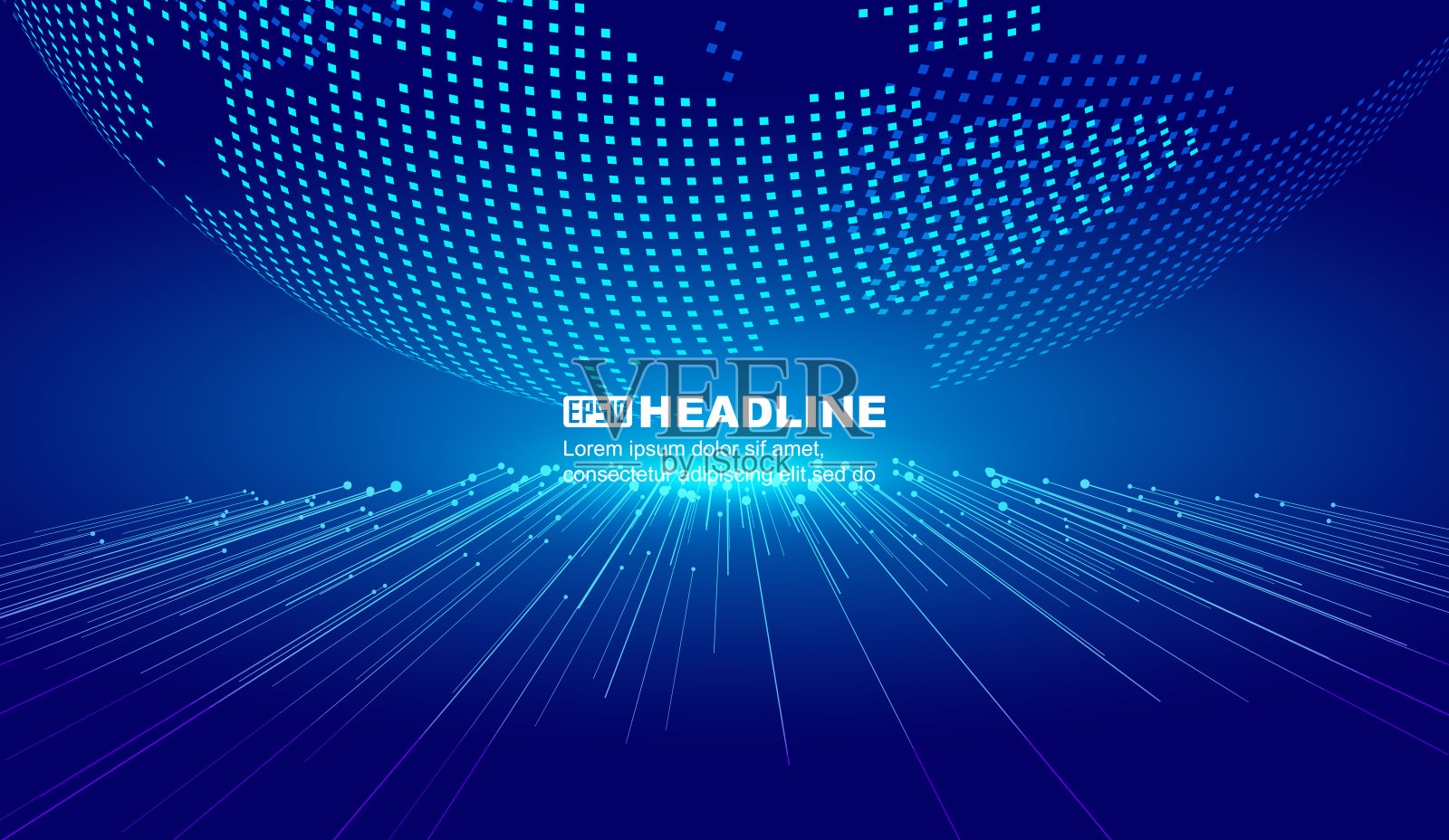 网点线延伸到数字地球互联网技术矢量背景插画图片素材