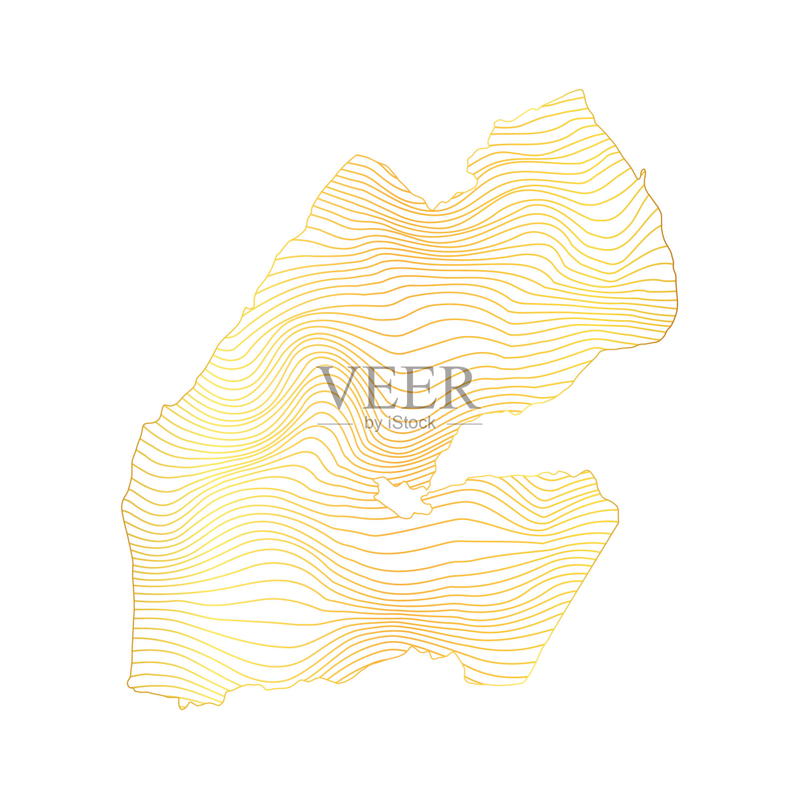 抽象地图吉布提-矢量插图条纹金色地图插画图片素材