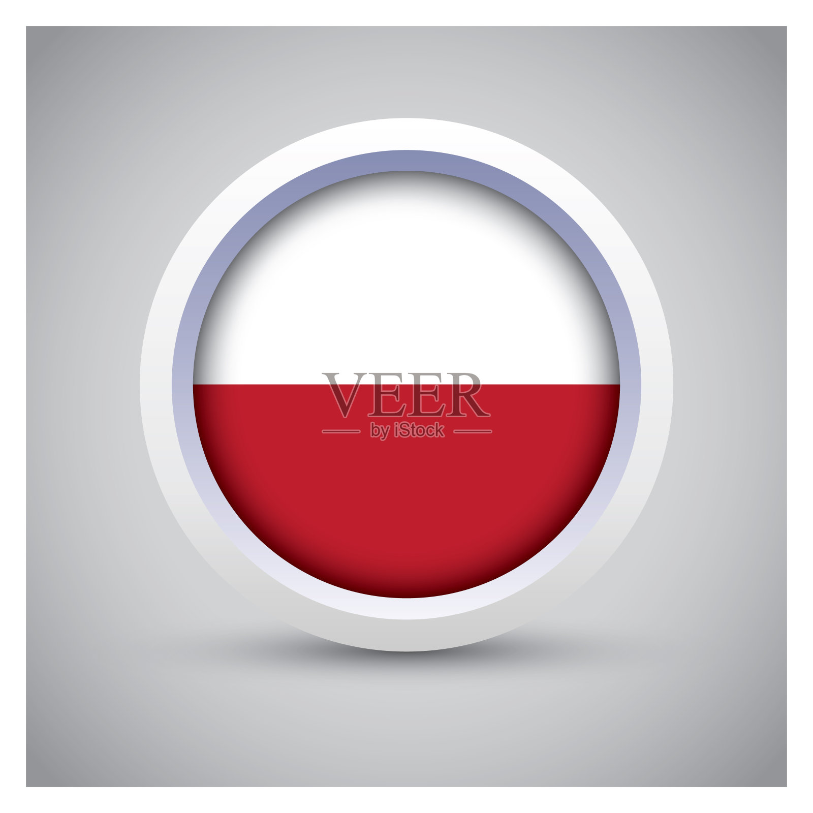 带有国旗图标的白色按钮上的波兰国旗，标准颜色插画图片素材