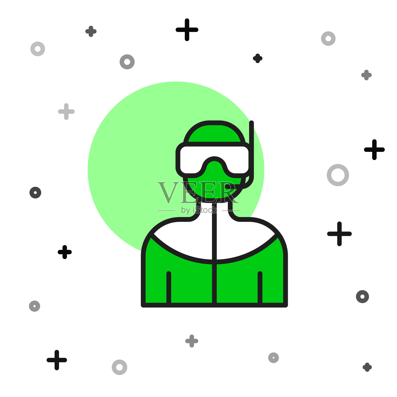 填充轮廓潜水服的水肺潜水图标孤立的白色背景。水下潜水设备。向量插画图片素材