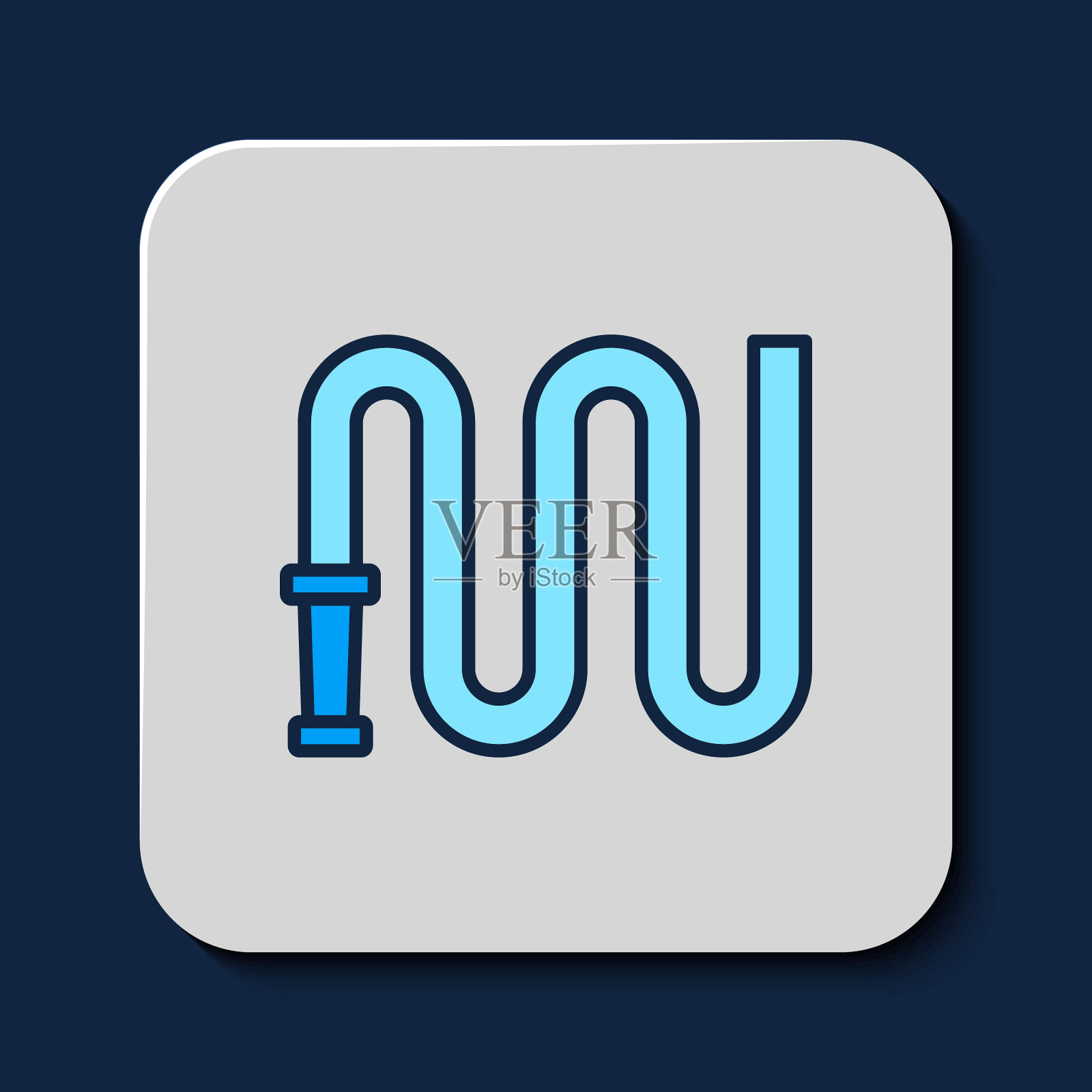 填充轮廓消防软管卷轴图标孤立的蓝色背景。向量插画图片素材