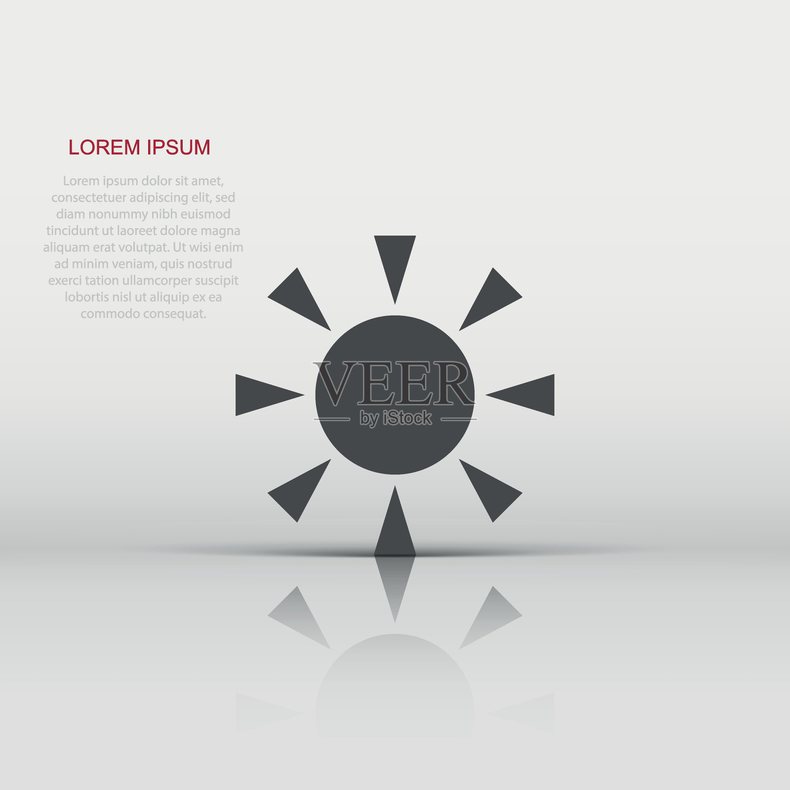 太阳图标在平面风格。阳光标志矢量插图在白色孤立的背景。日光经营理念。插画图片素材