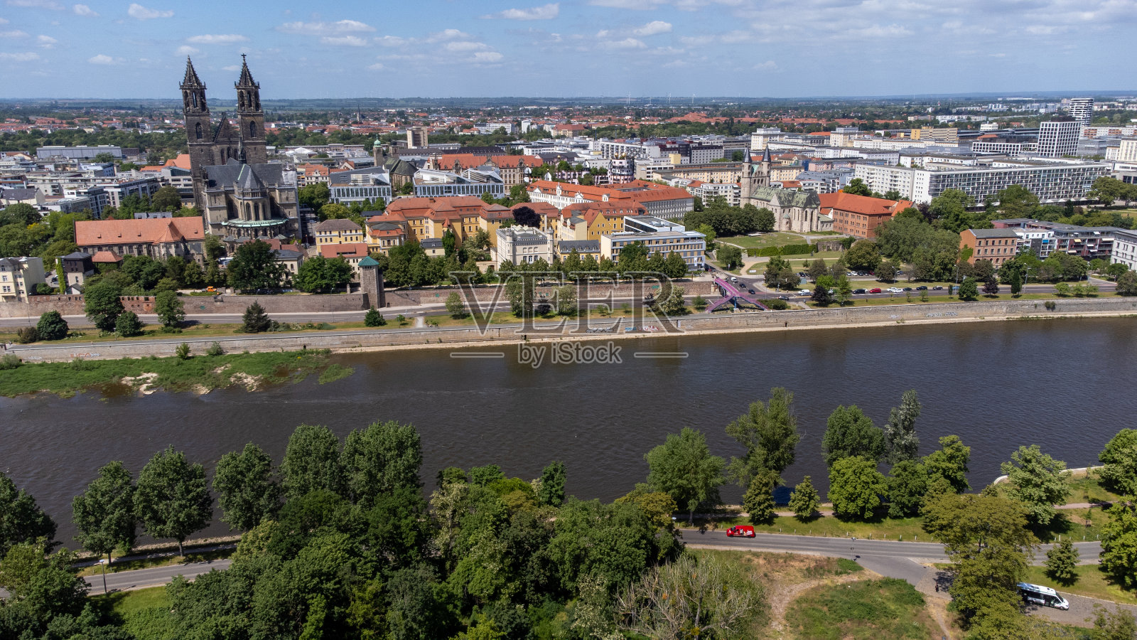 从德国马格德堡鸟瞰照片摄影图片