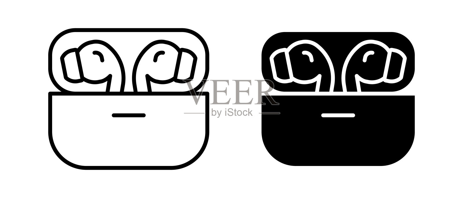 耳机矢量图标集。无线耳机符号。耳塞的迹象图标素材