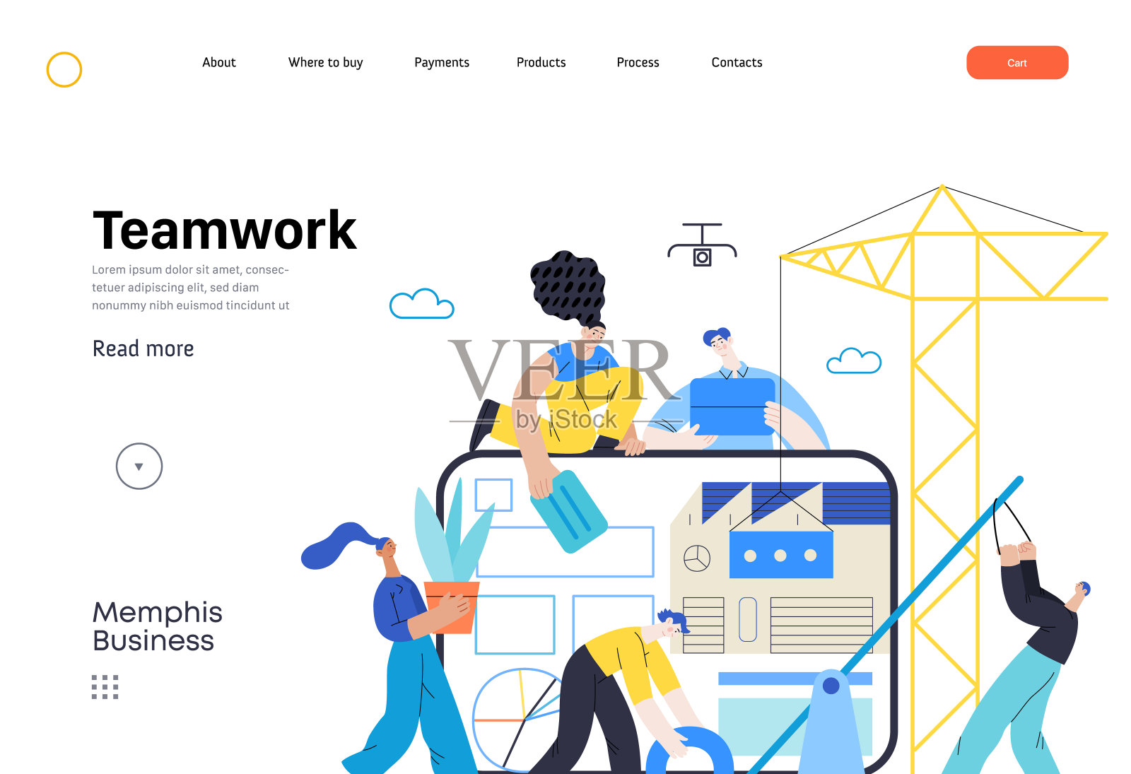 业务平面矢量插图-团队合作插画图片素材