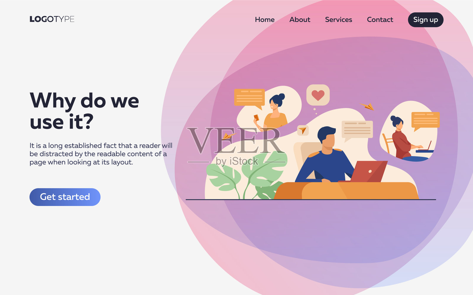 情侣在约会网站上聊天插画图片素材