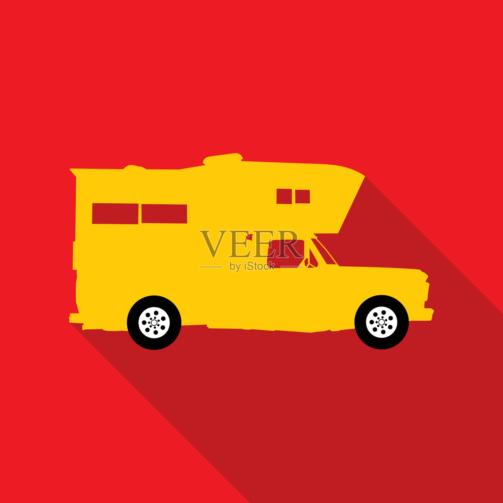 黄色卡车露营车图标插画图片素材