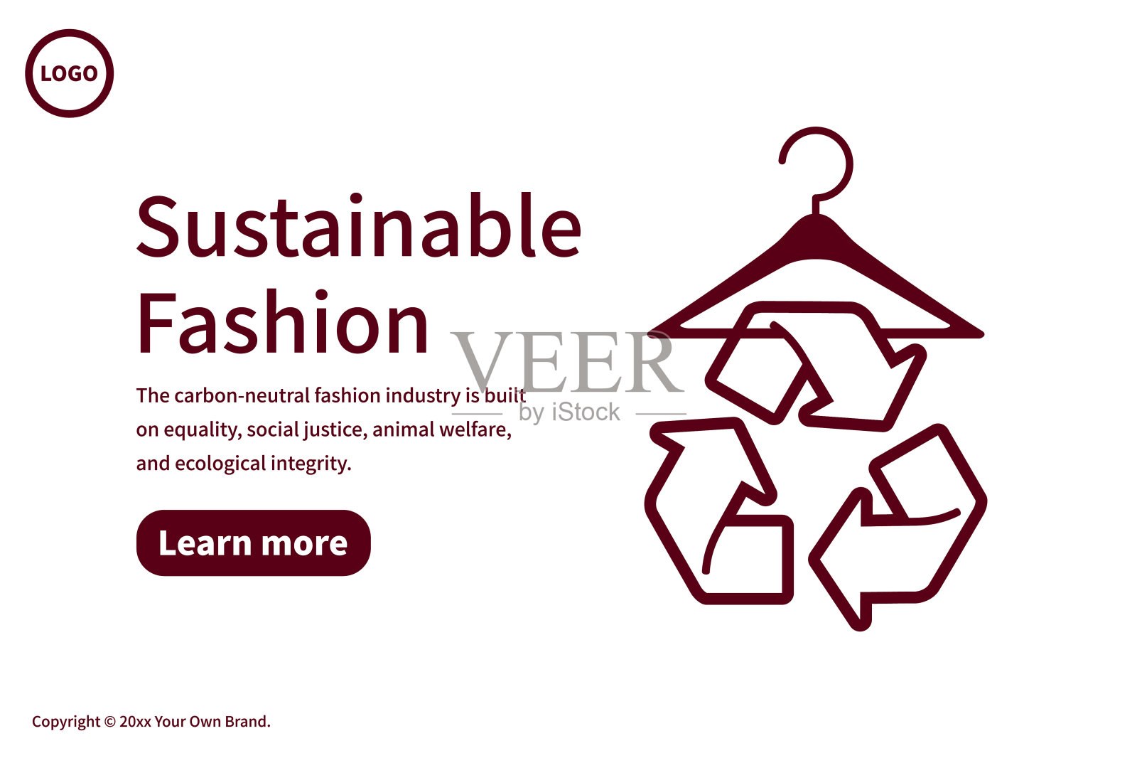 可持续时尚和道德消费主义，一个挂在衣架上的回收标志插画图片素材