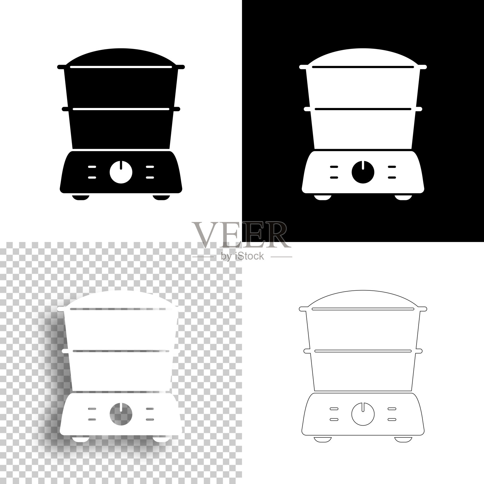 食物的轮船。图标设计。空白，白色和黑色背景-线图标图标素材