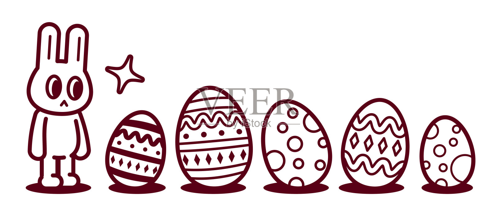 复活节快乐，复活节兔子连续找到复活节彩蛋插画图片素材